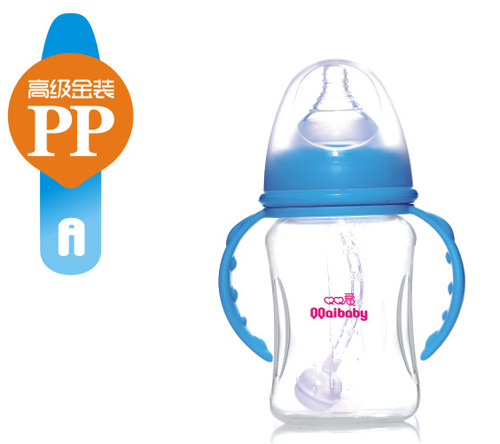 Q0爱宽口径双柄自动PP奶瓶210ML1
