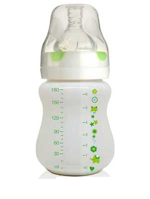 贝婴奇180ml陶瓷奶瓶绿色刻度