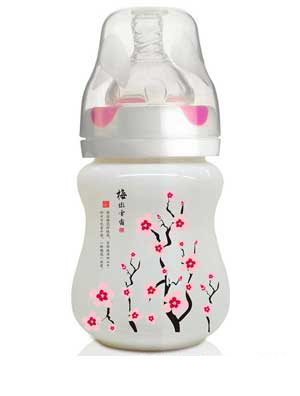 贝婴奇180ml陶瓷奶瓶粉红